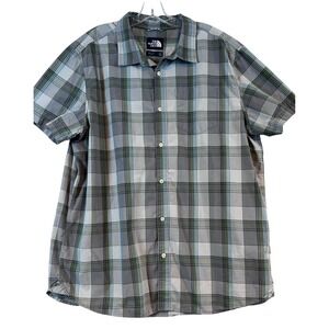 The North Face Mens XXL Plaid Short Sleeve Button Down Shirt Grey Gorpcore Hike